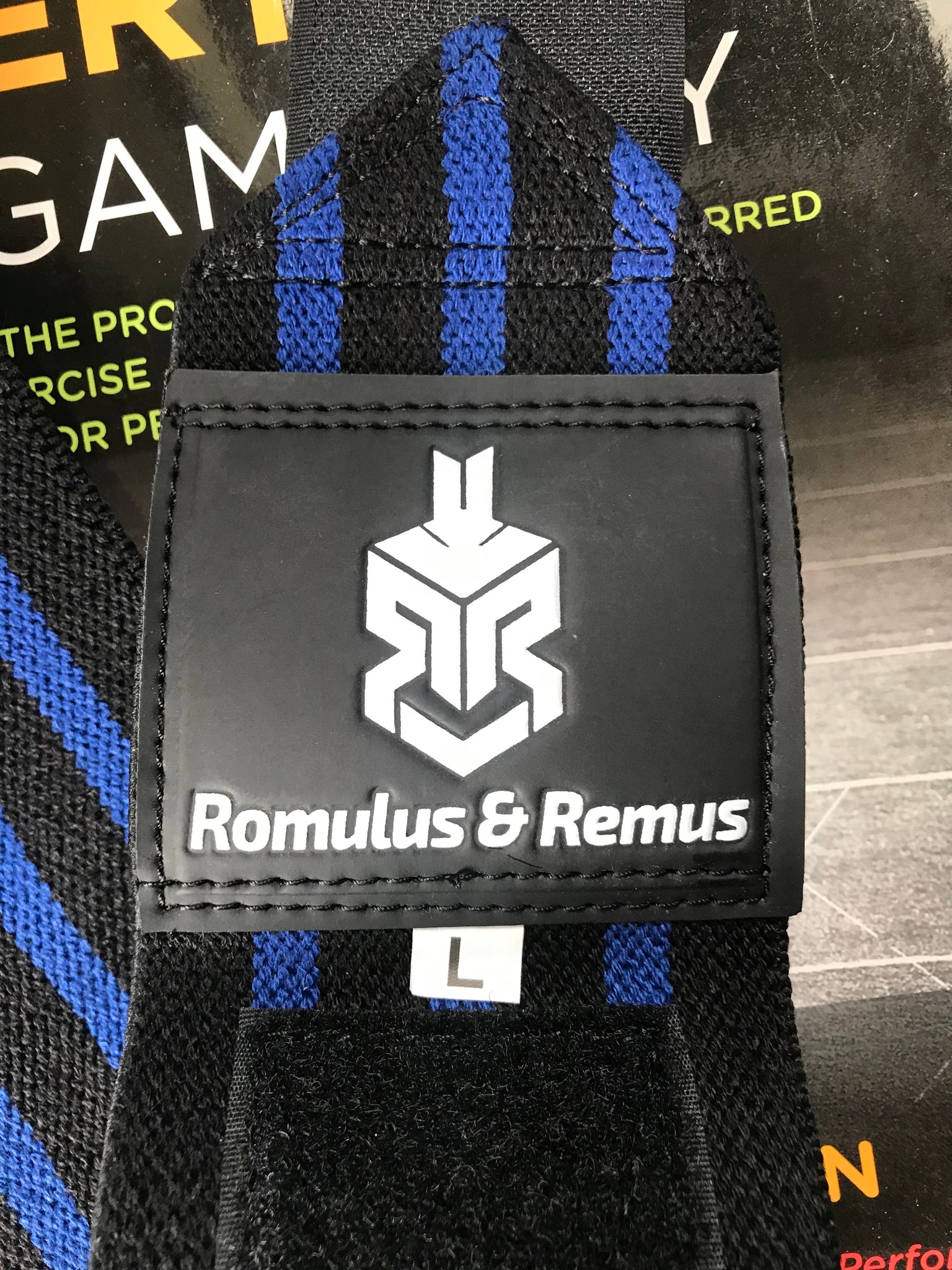 Parthenon Wrist Wraps in Black and Blue