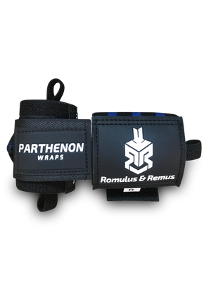 Parthenon Wrist Wraps in Black and Blue